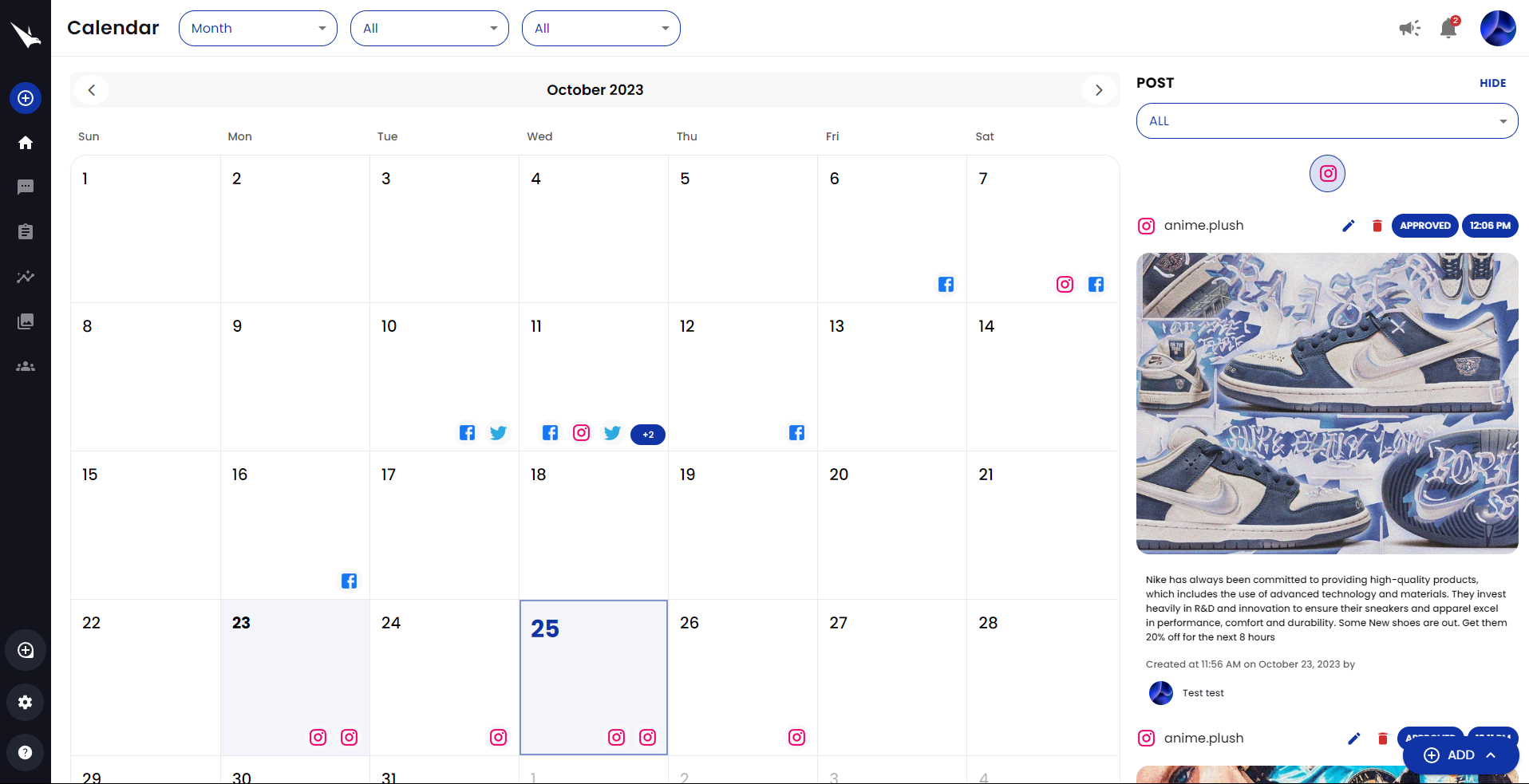 Calendrier de contenu
