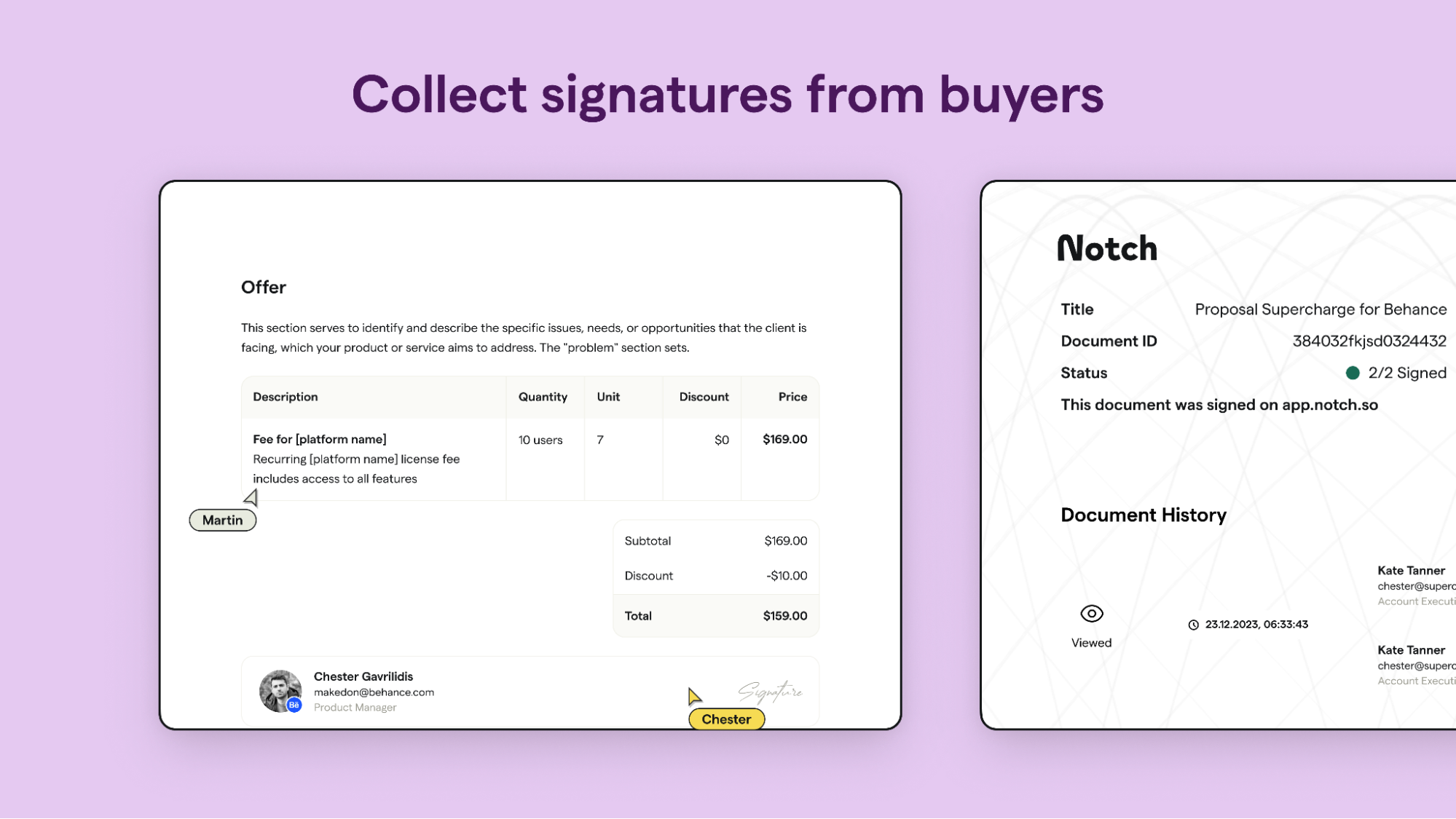 Outils de signature intégrés