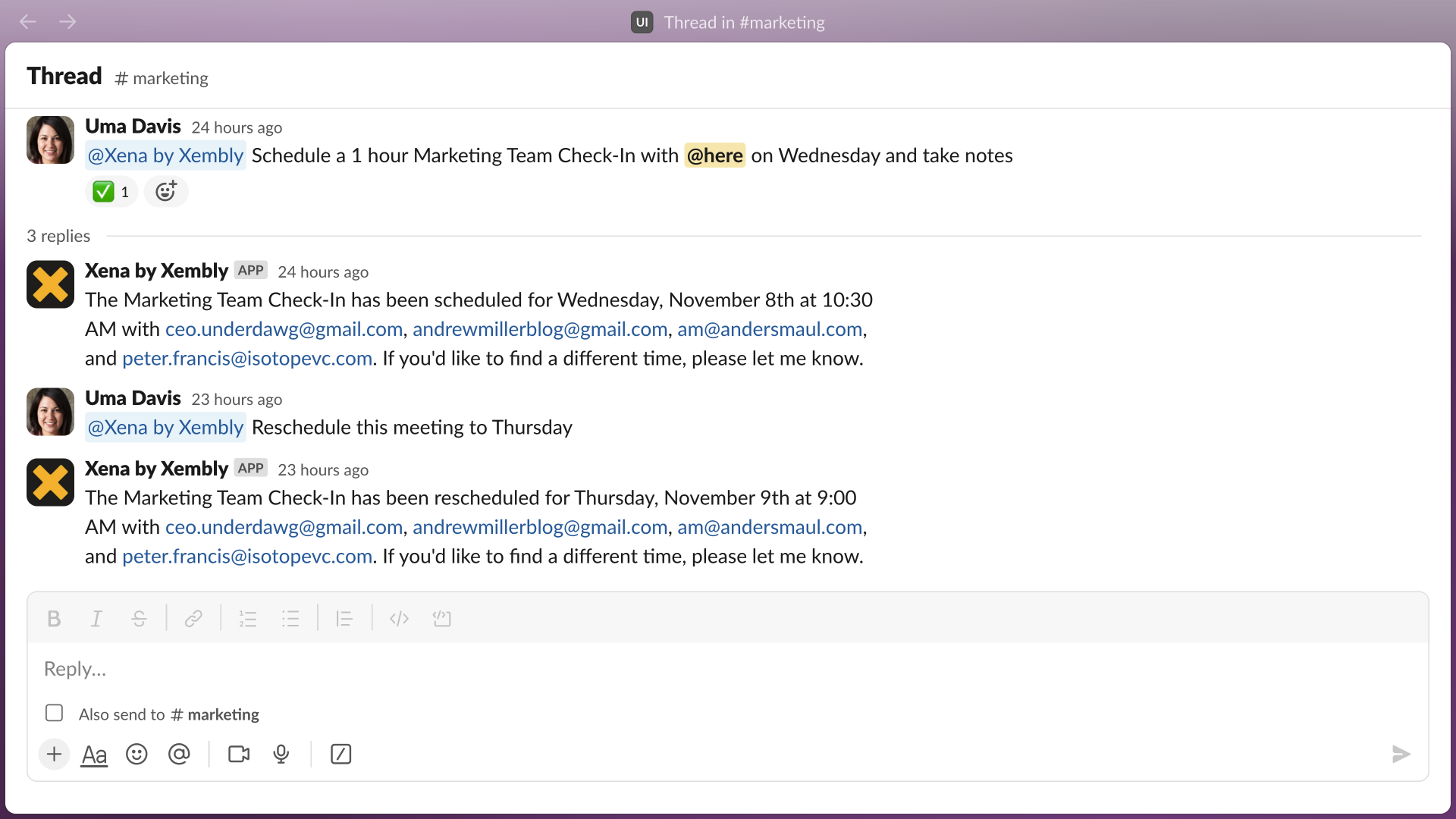 Planifier des réunions sur Slack
