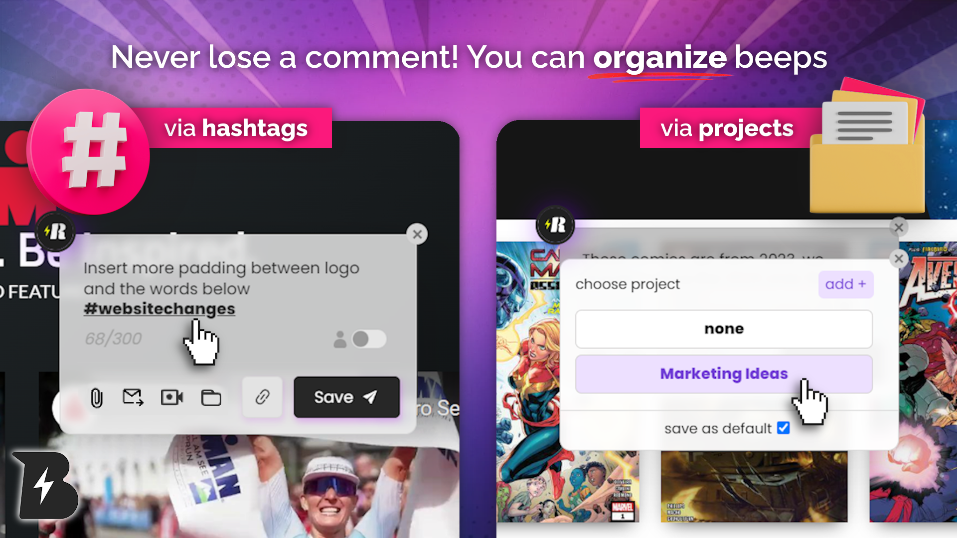 Hashtags et projets