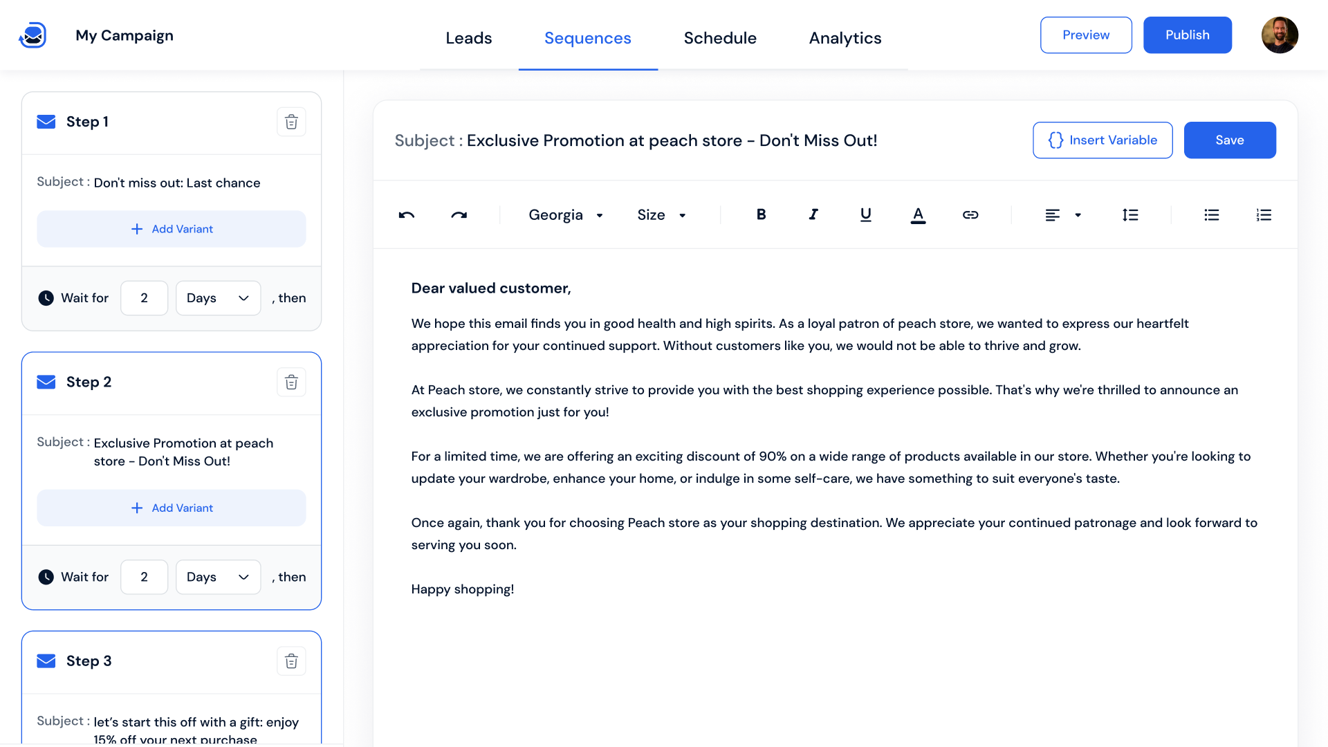 Séquences d'e-mails goutte à goutte