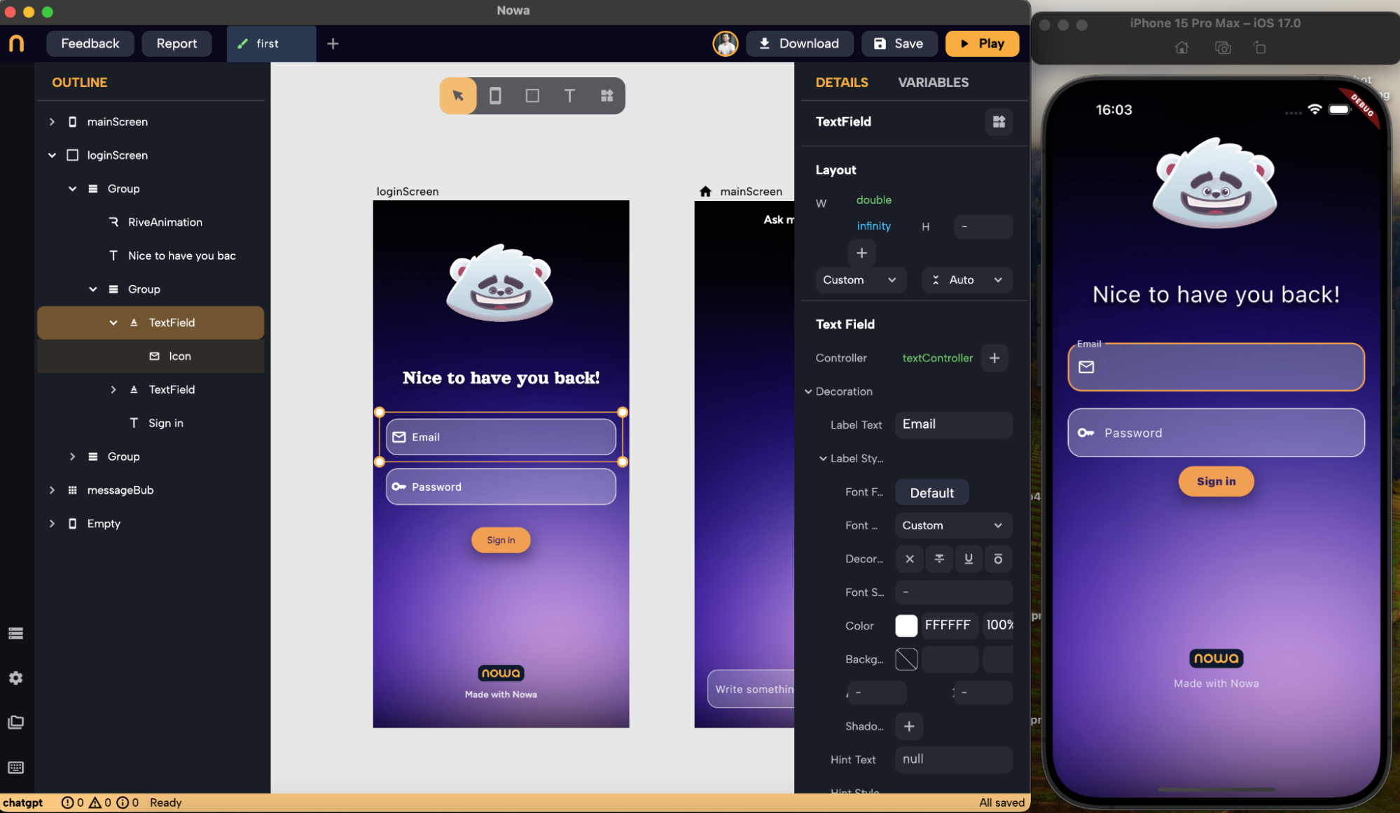 Emulateurs iOS et Android