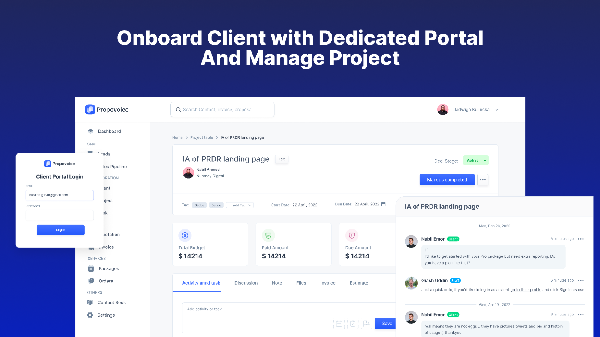 Portail client pour l'intégration