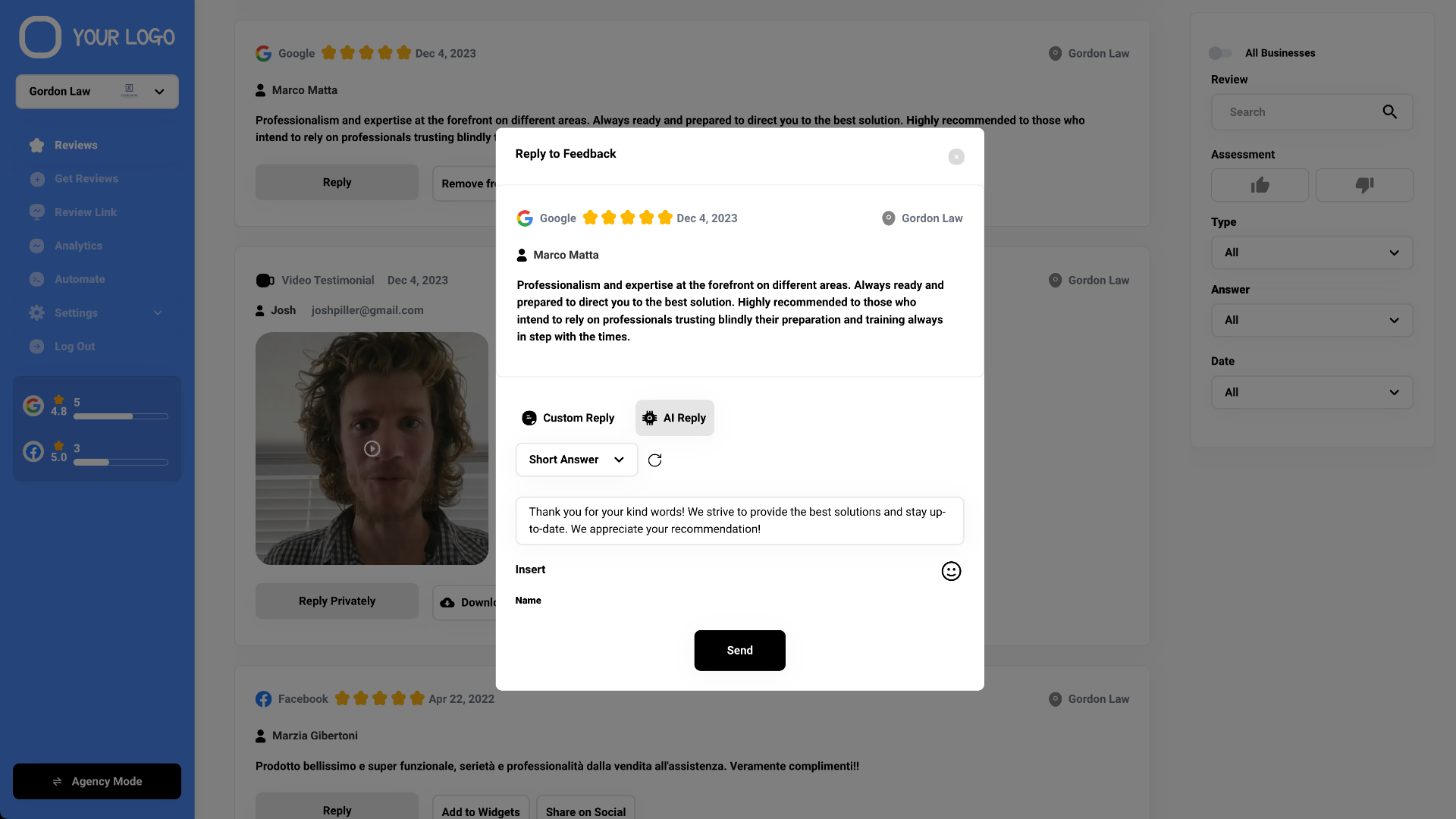 Réponse à l'examen de l'IA