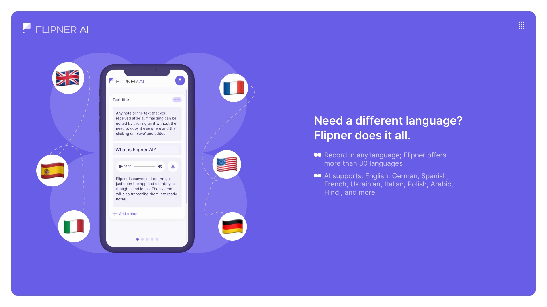 Enregistrer en 30 langues