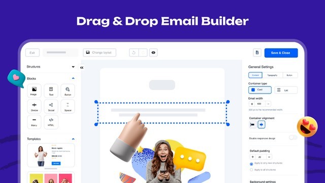 Créateur d'e-mails par glisser-déposer