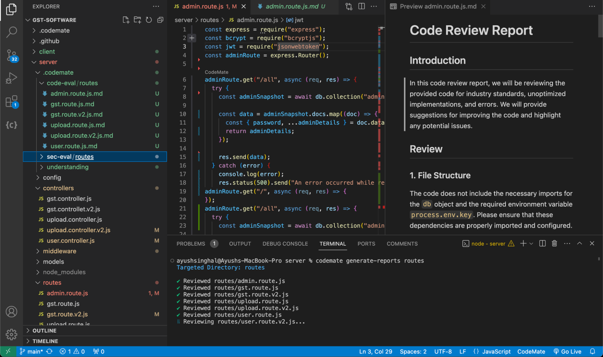 Révision du code