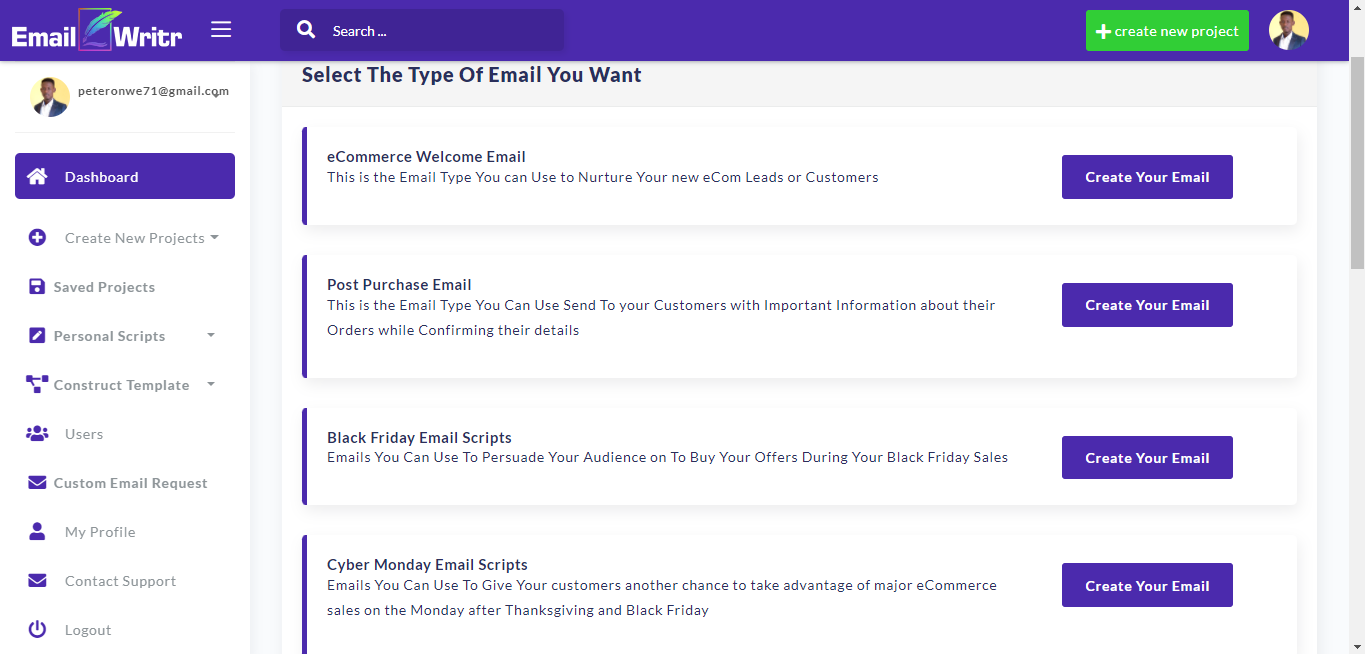 Types d'e-mails