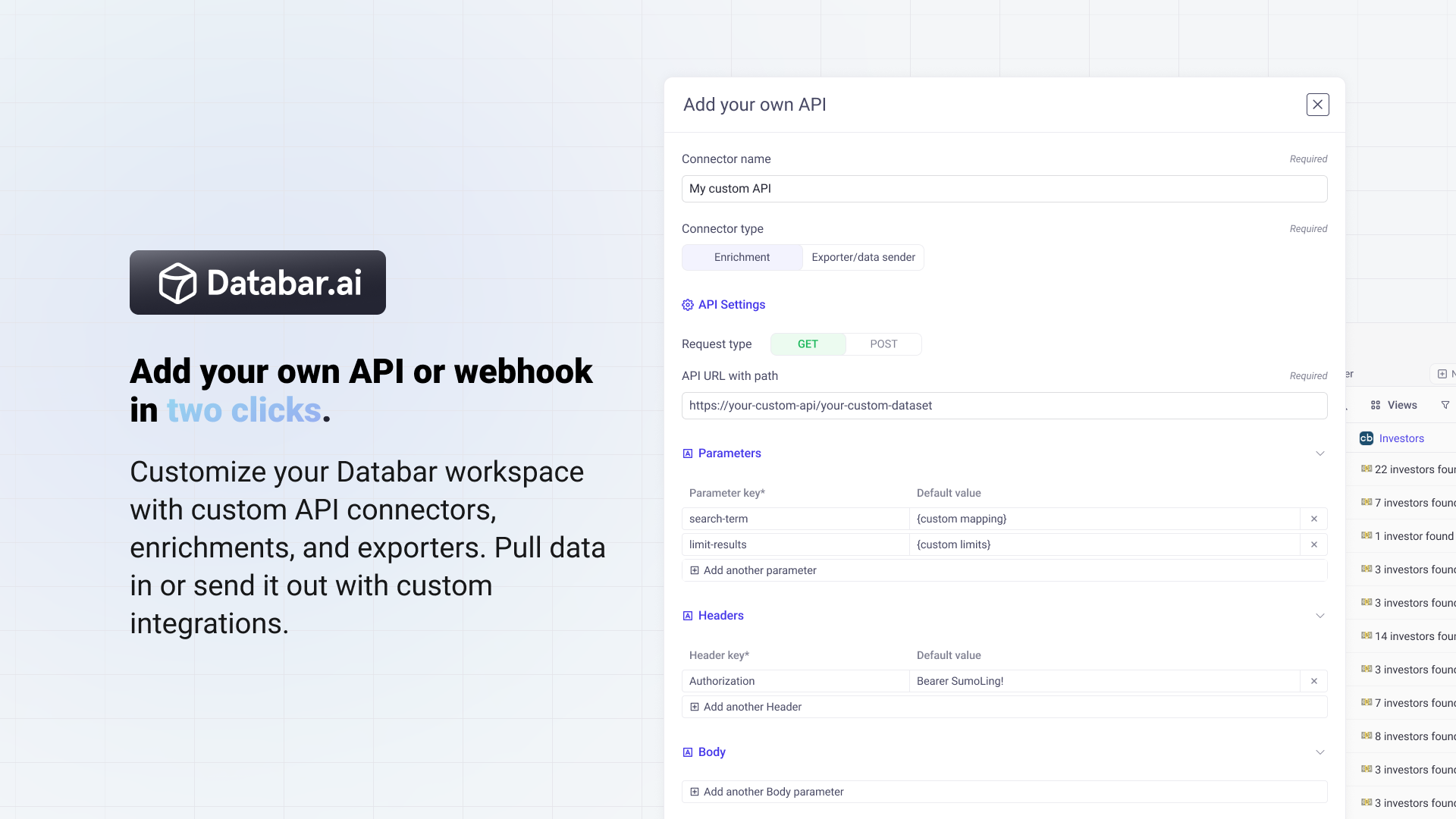 Webhook et API personnalisés