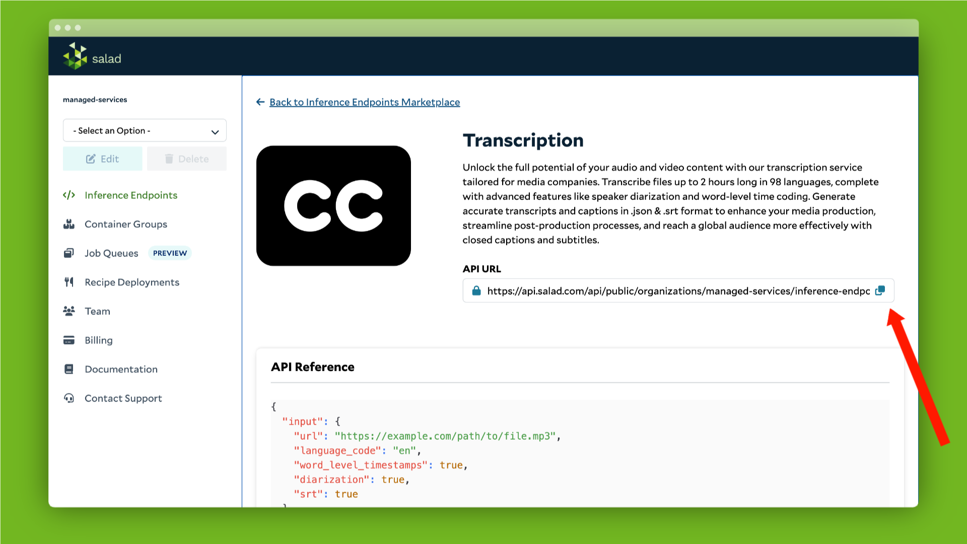 API de transcription