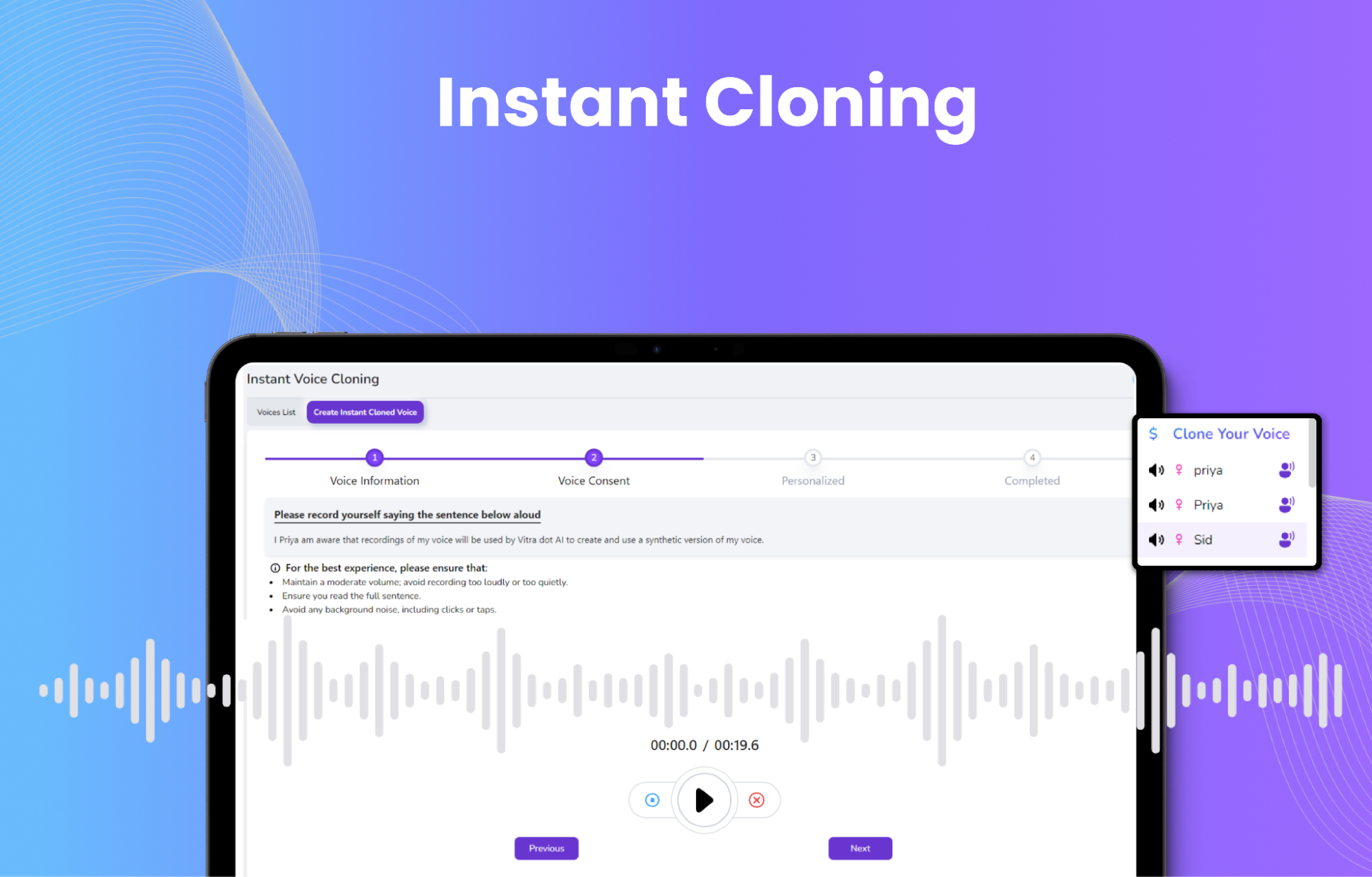 Clonage instantané de la voix