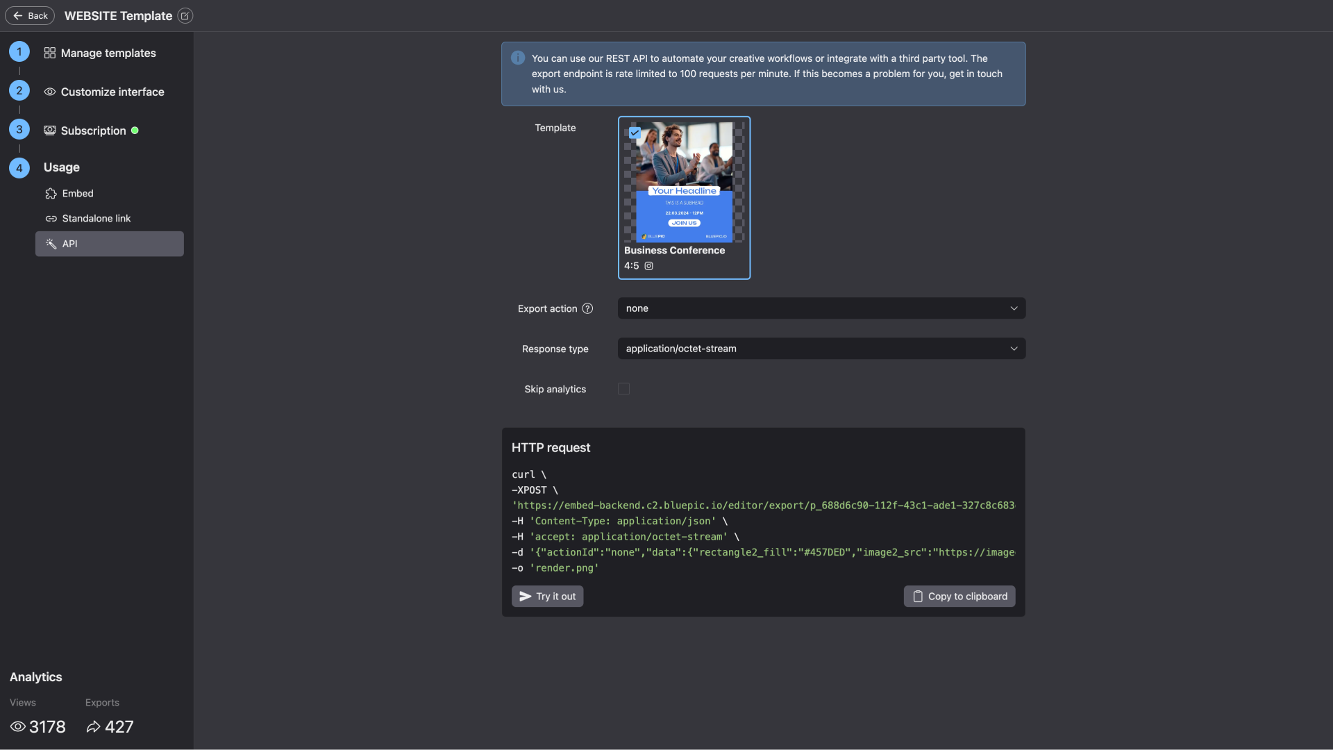 API Bluepic