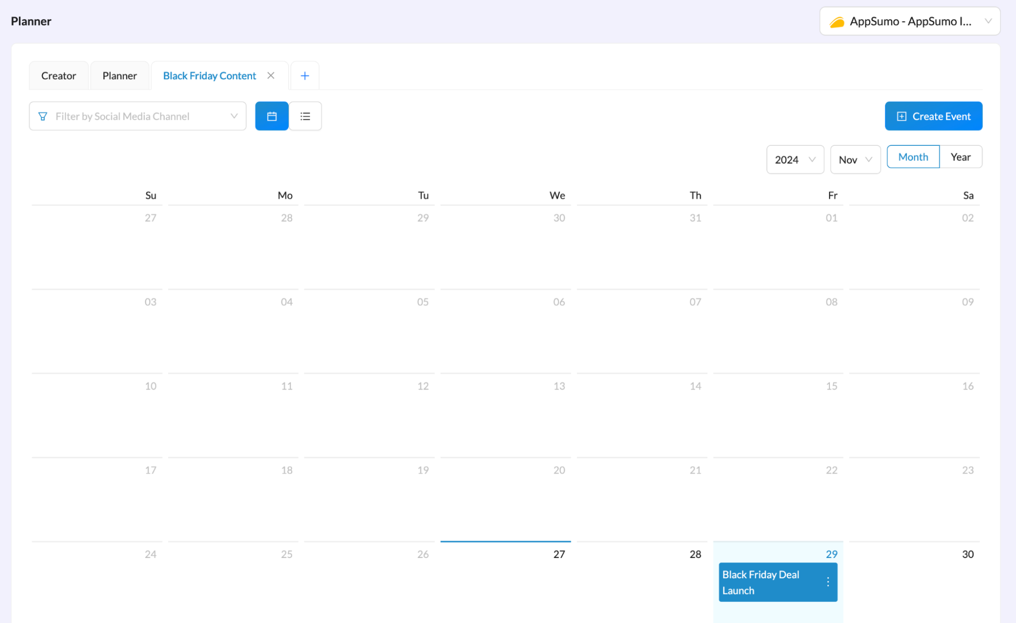 Calendrier du contenu
