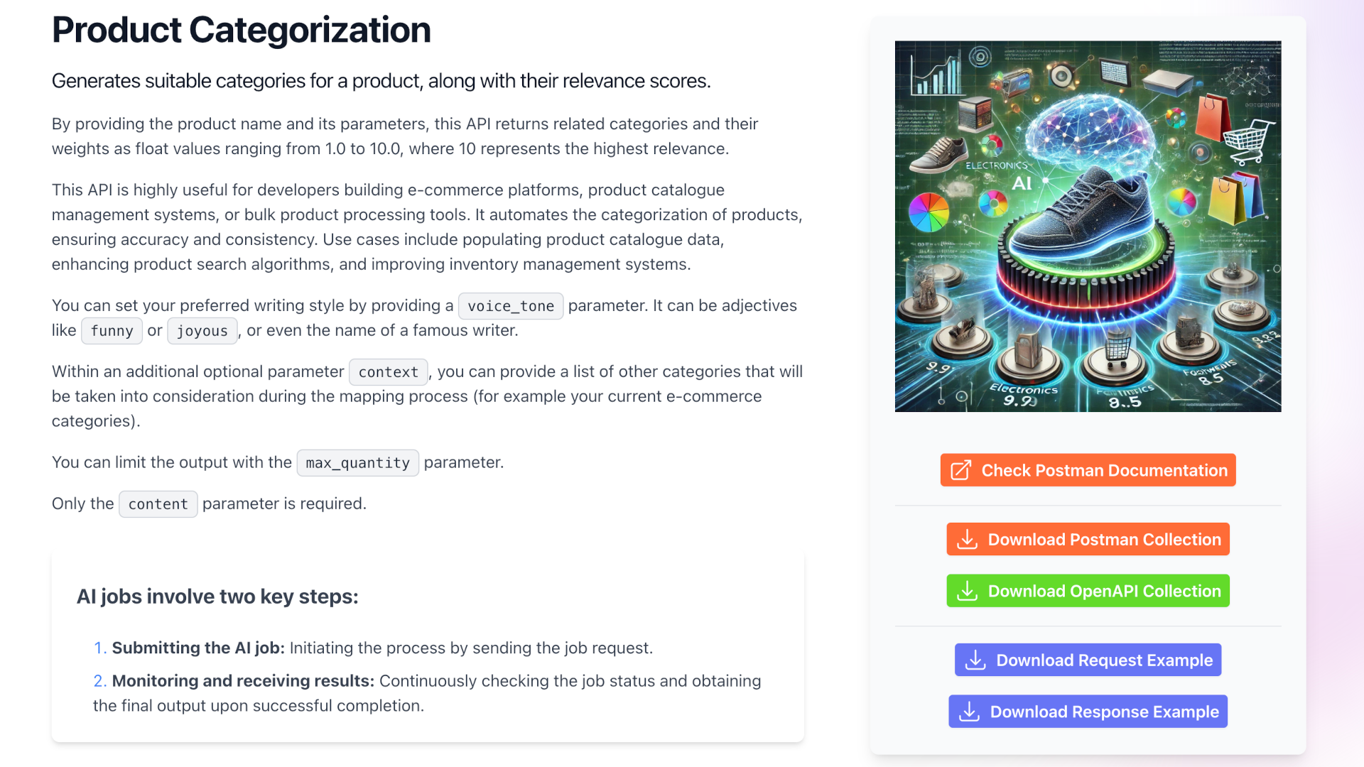 API de catégorisation de produits