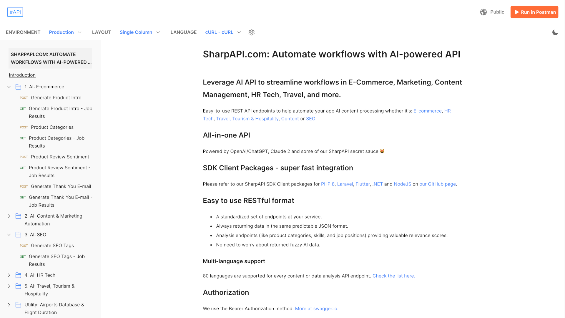 Documentation API