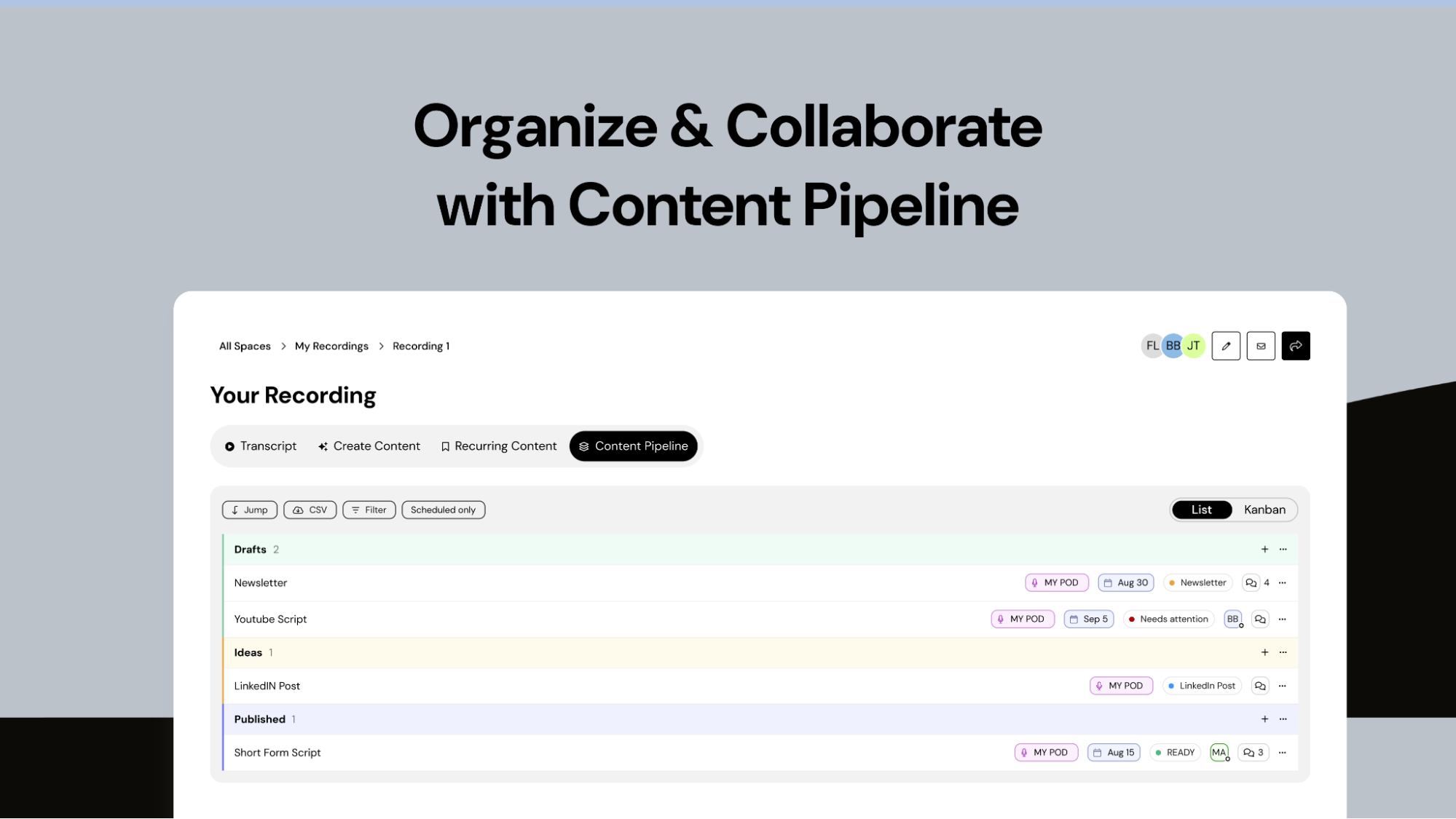 Organisation de contenu