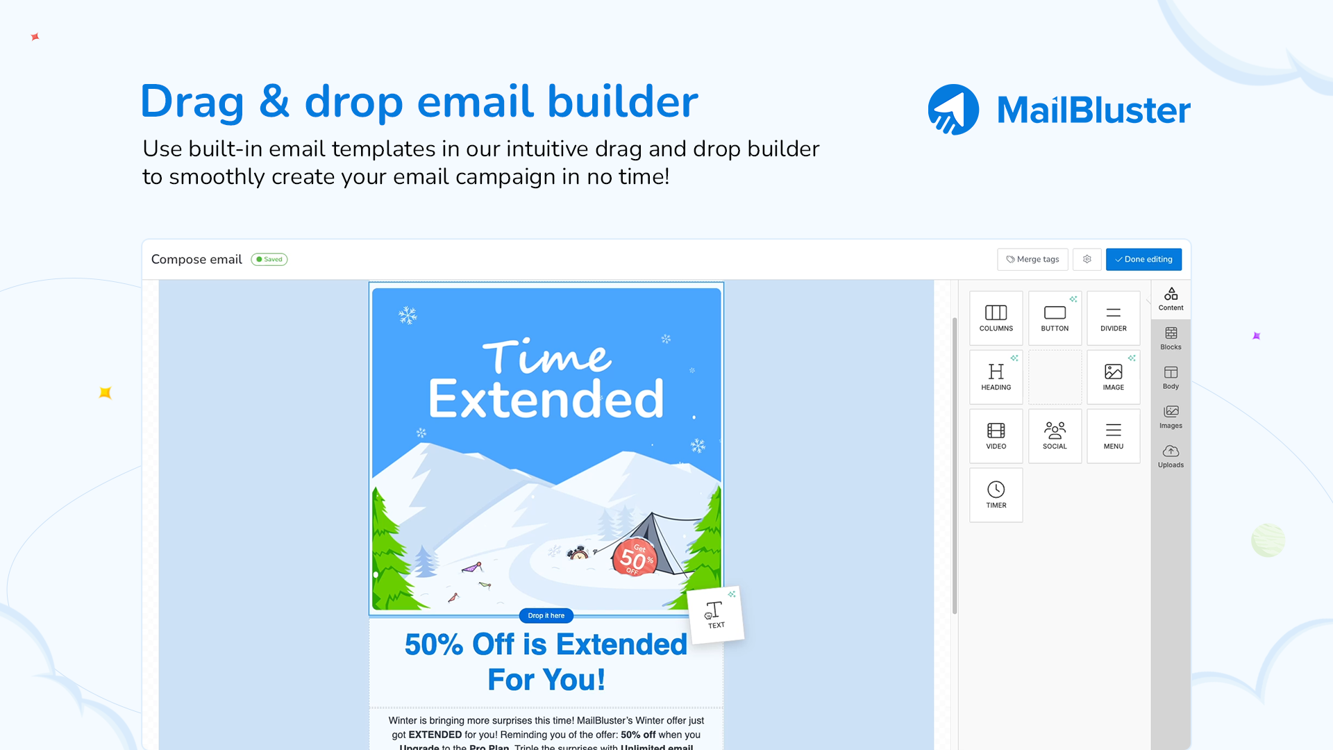 Constructeur d'e-mails par glisser-déposer