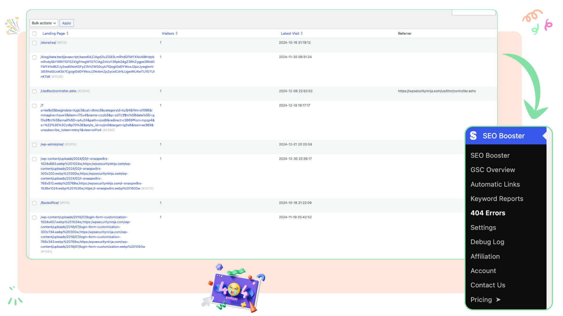 Identifiez chaque erreur 404