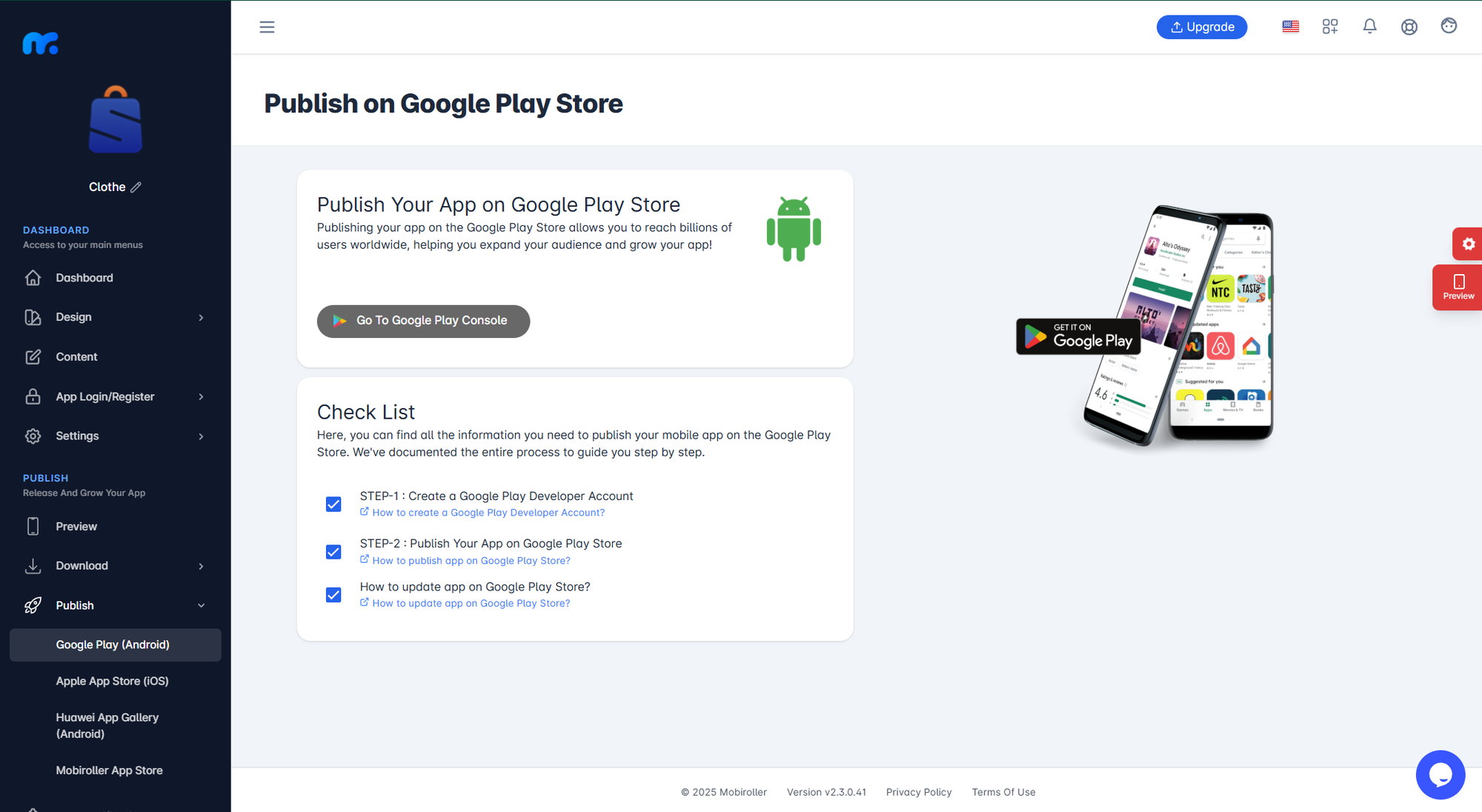 Publication sur Google Play