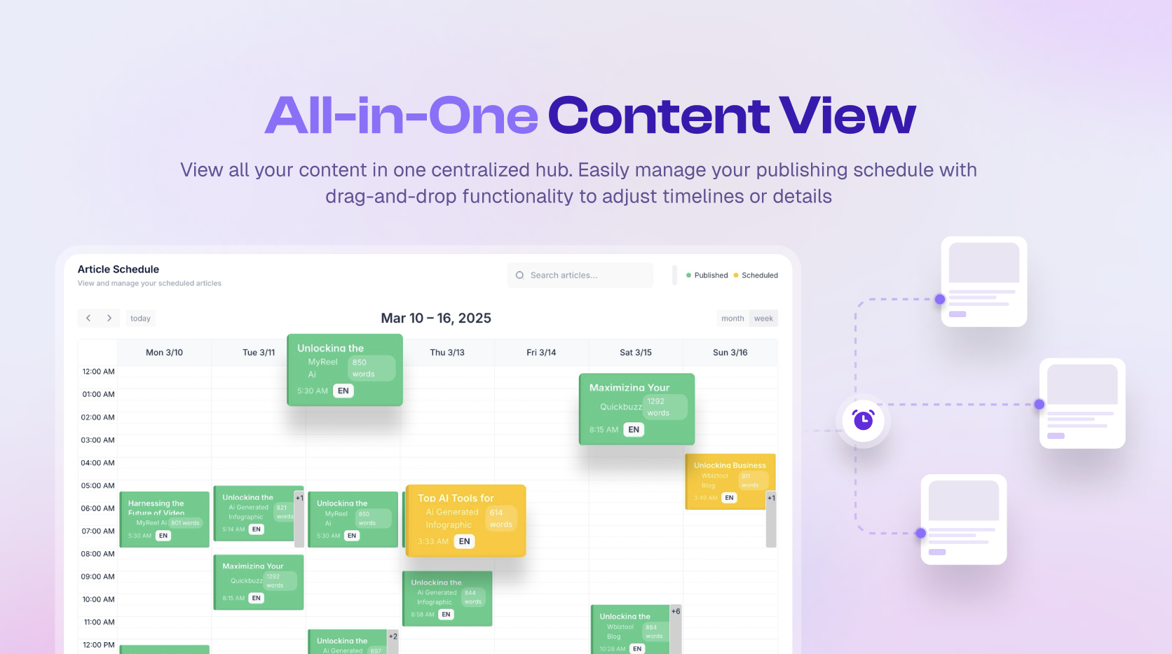 Calendrier de contenu glisser-déposer