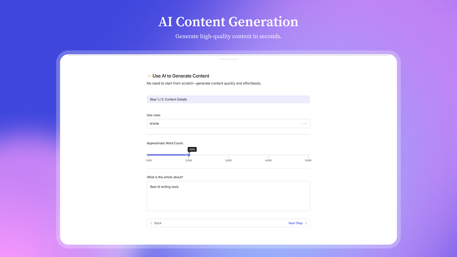 Générateur de contenu AI